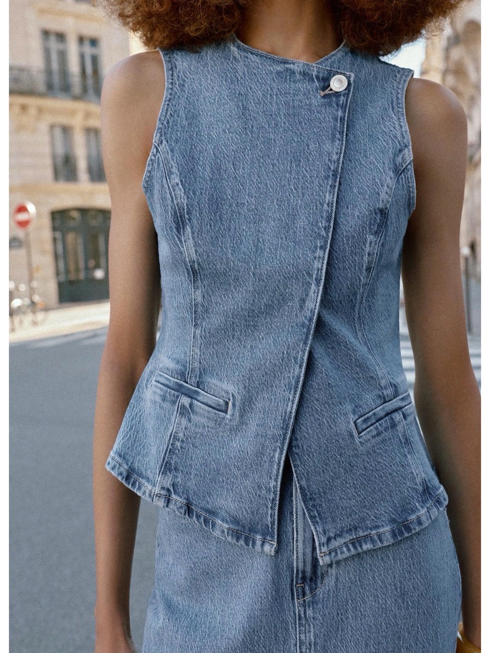 Zara denim wrap vest